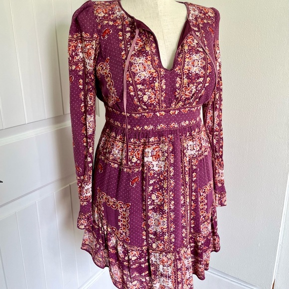 Free People Bridgette Floral Bohemian Mini Dress - Picture 1 of 9